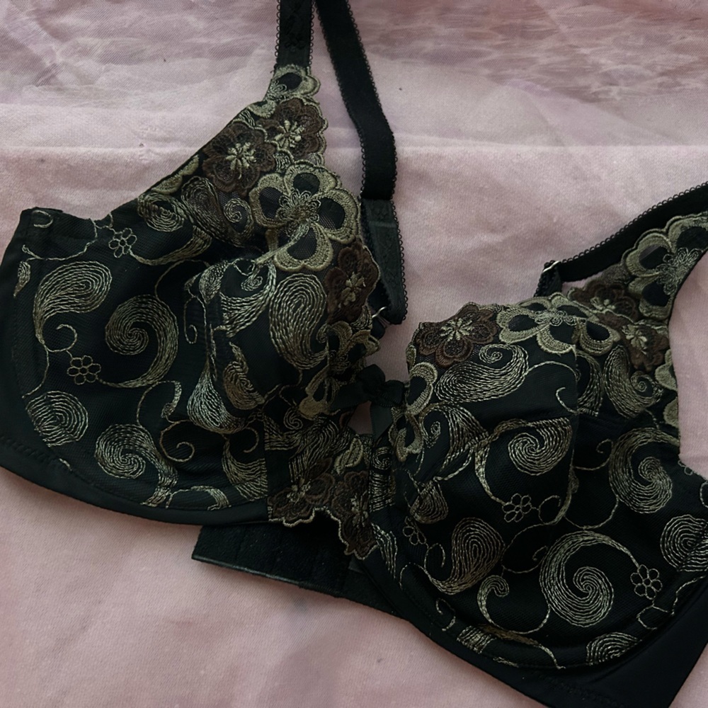 Soma Black Floral Lace Unlined & Unpadded Bra 34C - Picture 2 of 8